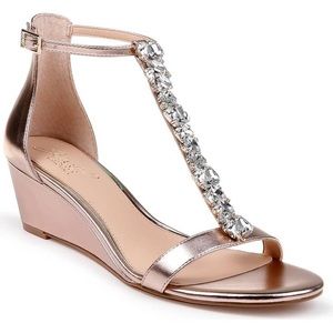 NWT Badgley Mischka Rose Gold Embellished Heels